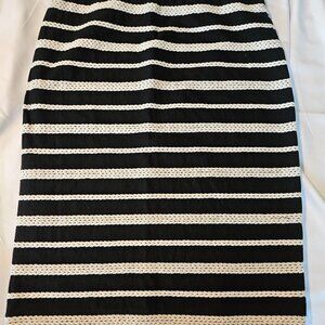 Max Studio black white striped skirt classic women’s size large S office NWT